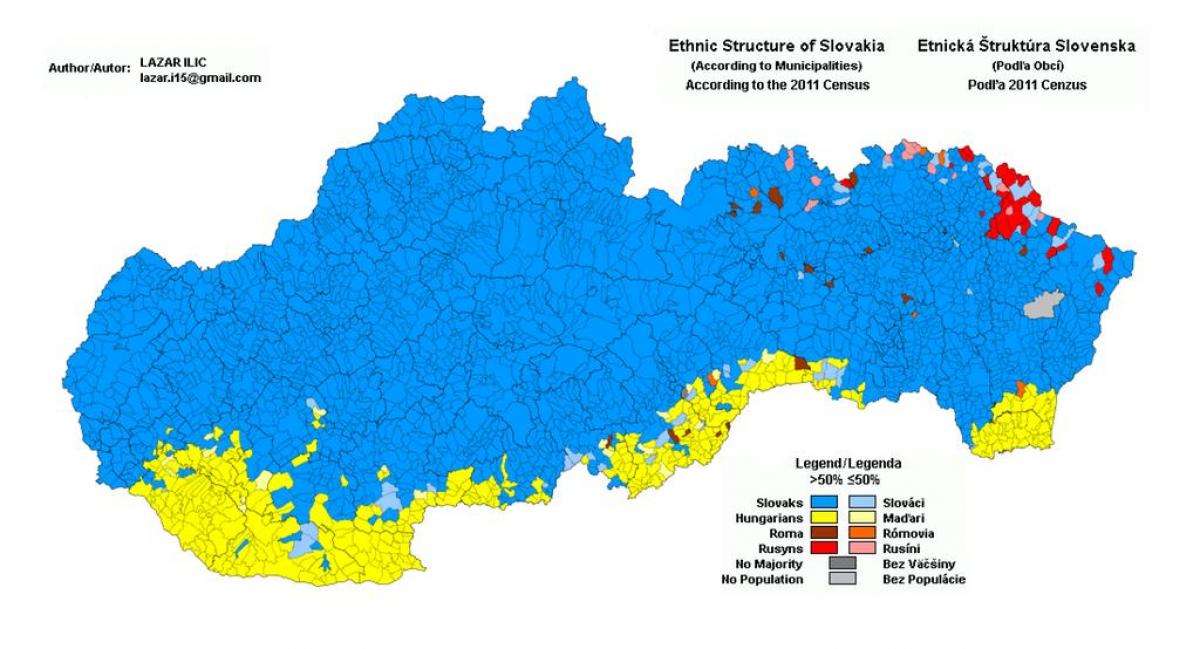 Slovakian etniset kartta - Kartta Slovakian etniset (Itä-Eurooppa -  Eurooppa)