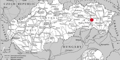 Kartta itä-Slovakia