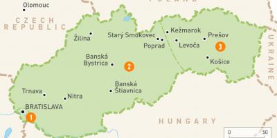 Kartta Slovakian alueilla