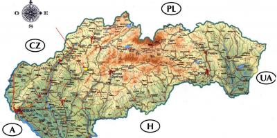 Kartta Slovakia linnoja