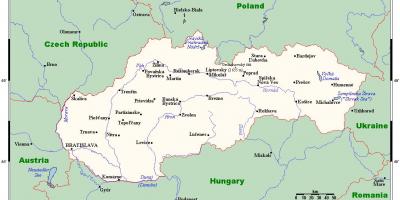 Slovakian kaupungeissa kartta - Kartta Slovakian kaupungeissa (Itä-Eurooppa  - Eurooppa)